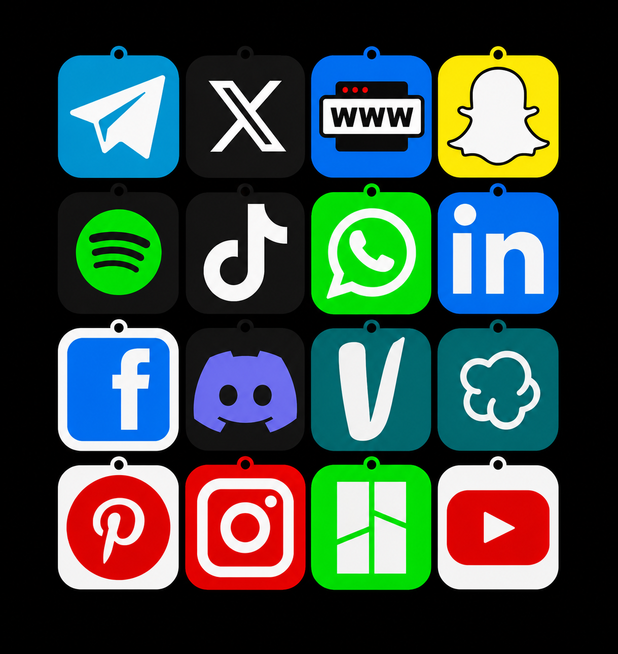Custom social media icon keychains